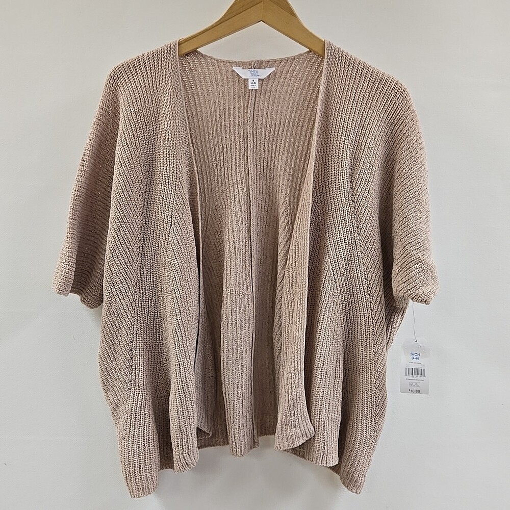 Time And Tru Tape Yarn Kimano Womens Size Small 4-6 Tan